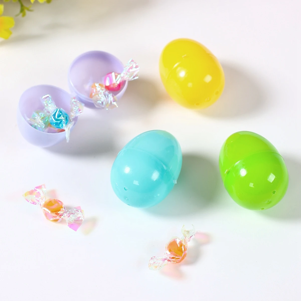 12/24 قطعة بيض عيد الفصح القابلة للتعبئة البلاستيك افتتاح البيض الفارغ اللعب الحلوى الملونة هدية صناديق التعبئة والتغليف عيد الفصح ديكور منزلي للحفلات #4