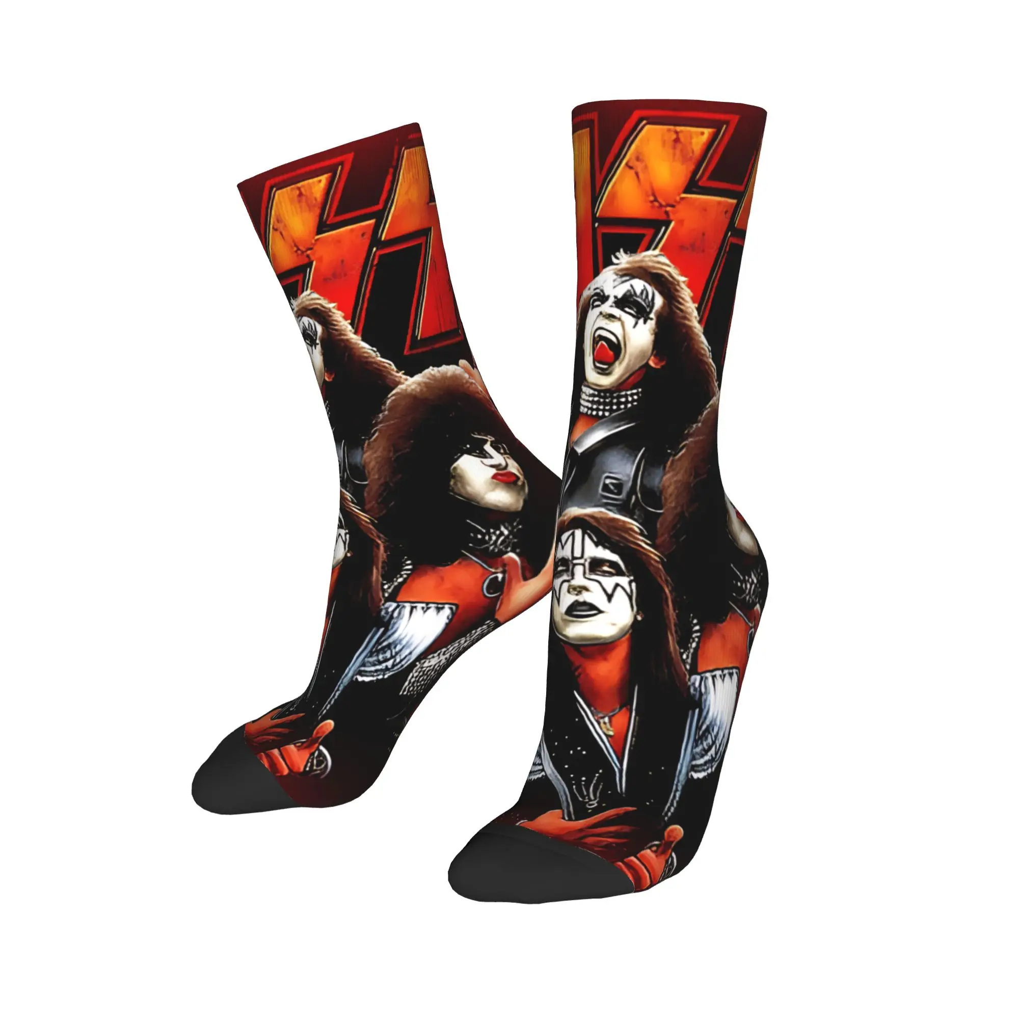 ถุงเท้ากันลื่นลายวง Kiss Metal สำหรับผู้ชาย ใส่สบาย เหมาะกับกิจกรรมกลางแจ้ง ถุงเท้าลำลองลายพิมพ์สำหรับฤดูใบไม้ร่วง