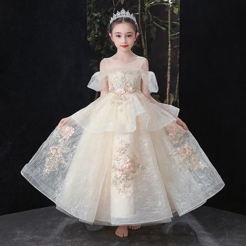 

2024 Summer Hot Selling New Girl's Evening Dress Princess Dress High end runway piano performance children's performance costume