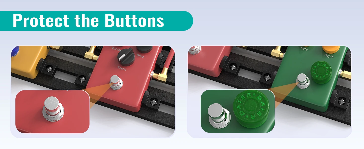DAIERBUM 20PCS Footswitch Topper Guitar Pedal Topper Multi Color Pedal Button Caps Guitar Pedal Stomp Knobs for Pedal Board