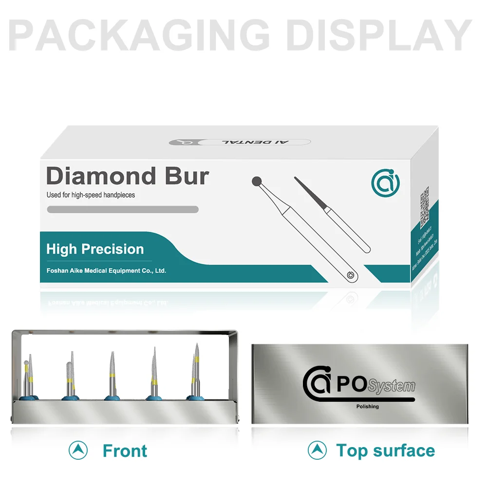 

AI-FG-OP Dental High Speed Polishing Diamond Burs Kit Dia 1.6mm Stainless Steel Yellow Ring Teeth Dentistry Drills 10 Models