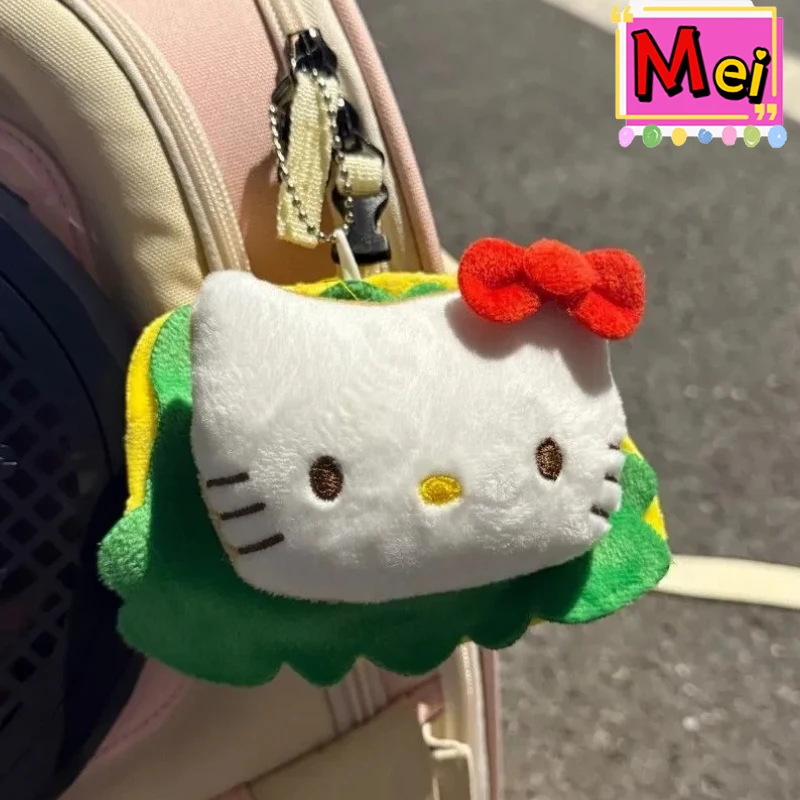 Nuevo 2 uds lindo llavero de peluche de gatito colgante de coche muñeco de peluche creativo en forma de hamburguesa colgante de mochila de alta calidad regalo de Navidad