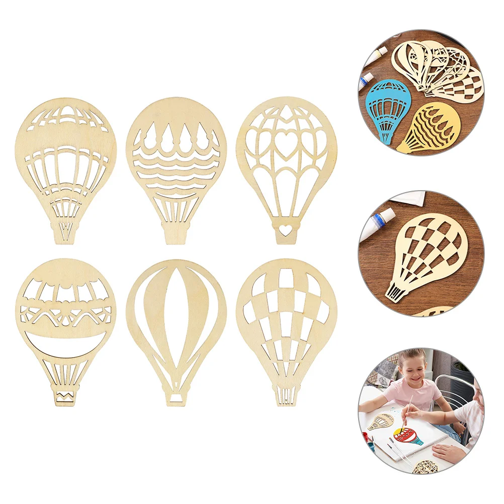 18 Pcs Hot Air Balloon Wood Chips DIY Cutout Decor Unfinished Wooden Cutouts Blank Tags Slices Prop Accessories Crafts Supply