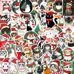 50PCS Cute Christmas Cat Stickers Aesthetic DIY Luggage Bike Phone New Year Gift Decoration Sticker Toy