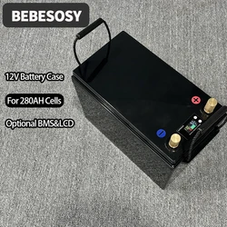 Caja de batería DIY de 12V y 280AH, caja de batería portátil de 230AH opcional, 200A BMS 2A, equilibrio activo, perno de cinta TFT LCD para RV, yate y coche