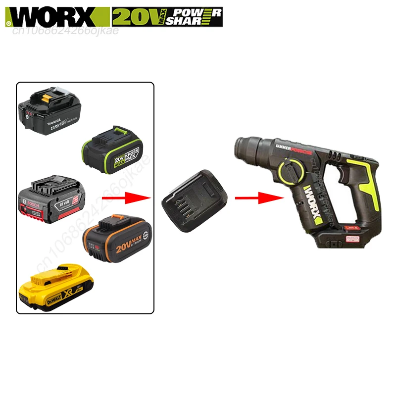 

Worx 20v Power Tool Aecessory Interface Converter That Who Can Use Other Mainstream Brand Batteries Reliable and Durable