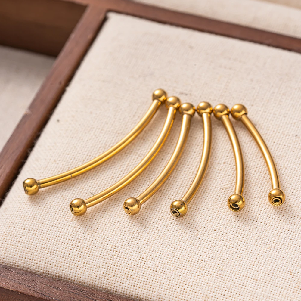 5 Stück 1,2 mm Loch Edelstahl Gebogene Rohr-Abstandshalter-Perlen Verbinder für handgemachte DIY Armbänder, Halsketten und Schmuckherstellungszubehör – Detail 4