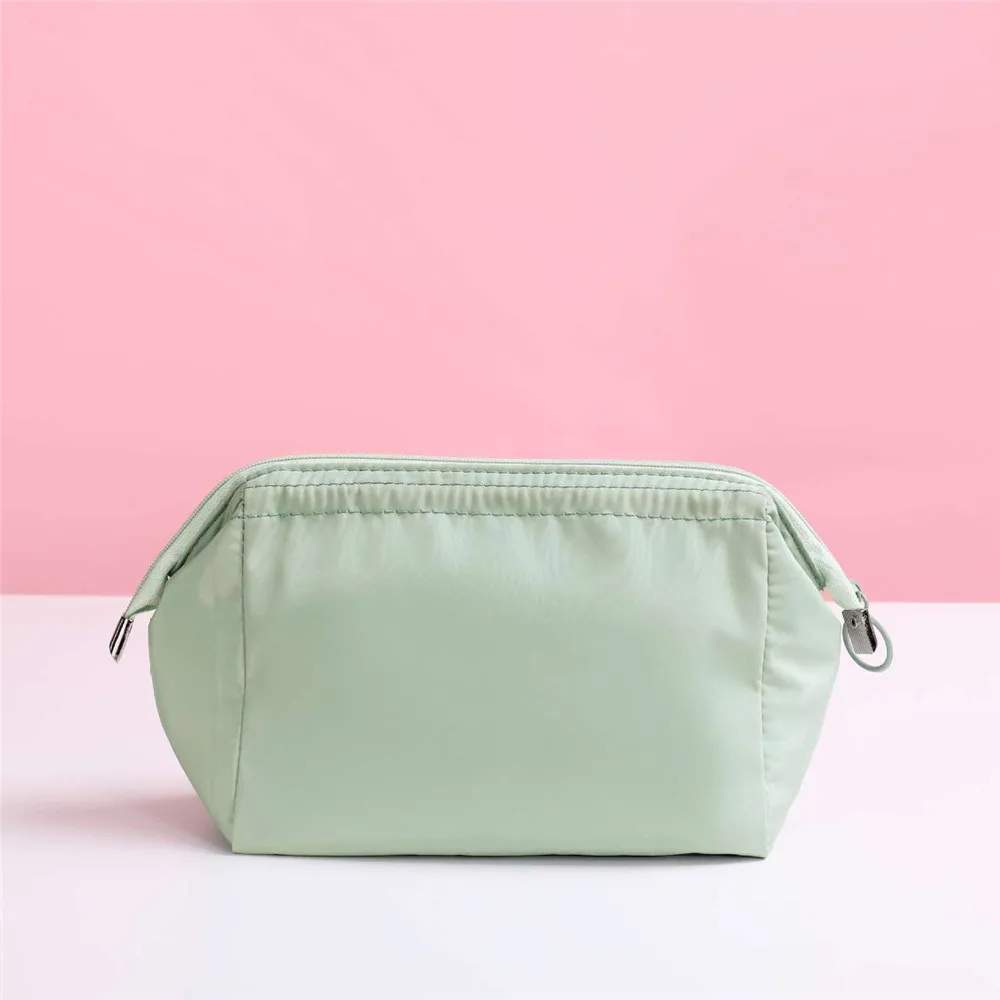 Women Cosmetic Bag Waterproof Solid Color Makeup Pouch Travel Portable Wash Toiletry Storage Bag Organizer Zipper Storage Bag