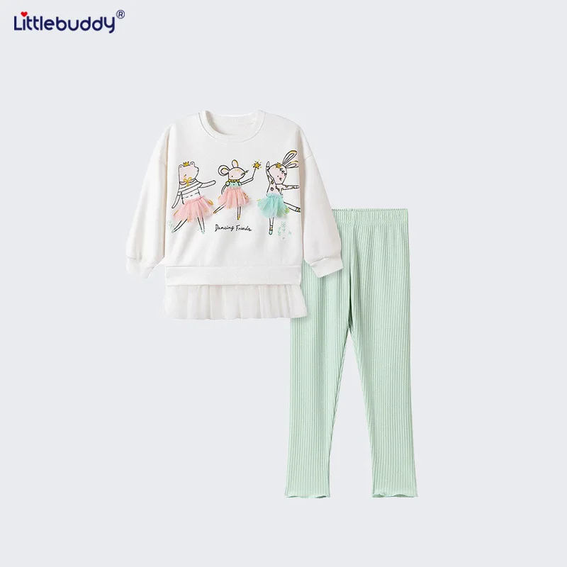 

Style Autumn Girls' Long Sleeve Sweatshirt Small Animal Printed Knitted Cotton Children's Sports Shirt