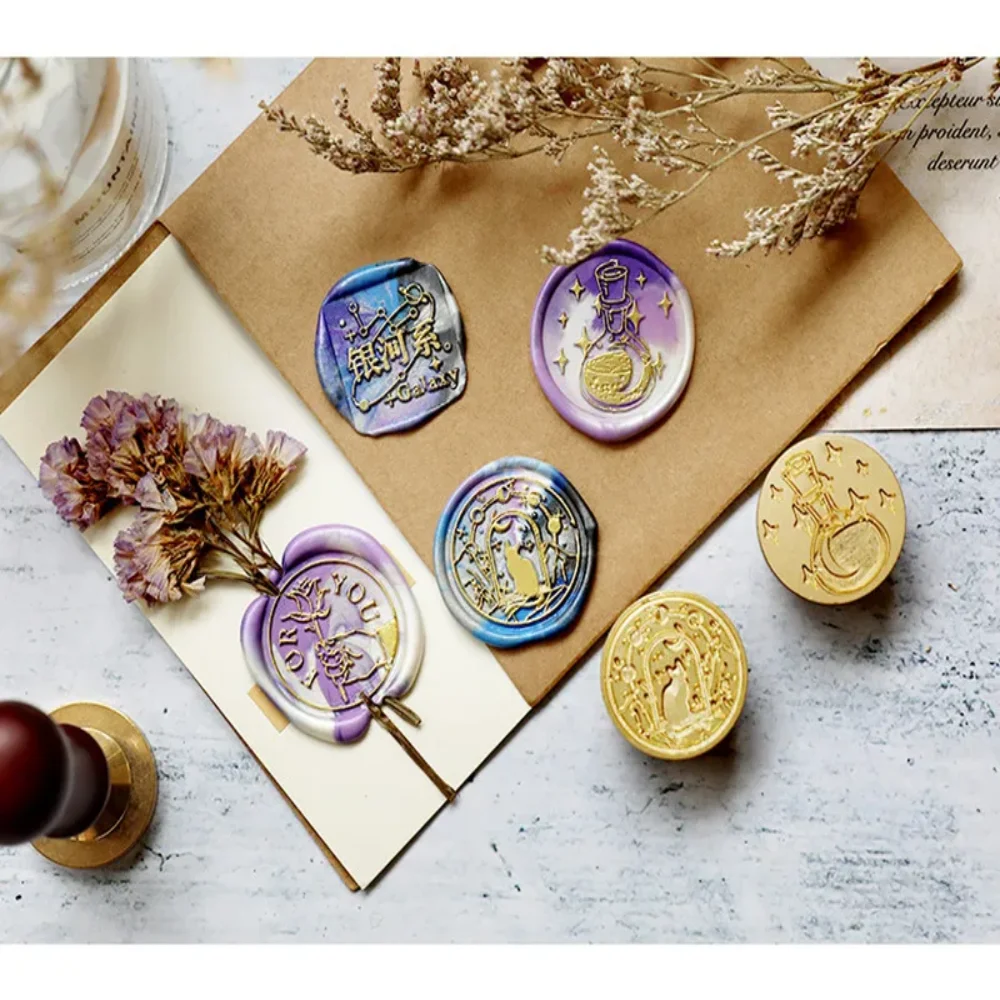 Butterfly Icon Wax Seal Stamp Replace Head Antique Metal Flowers Sealing Wax Seals Head Star Sky Pattern DIY Tool