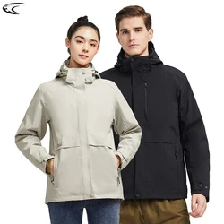 LNGXO 3 In 1 Waterproof Down Jackets Men Women Winter Warm Hiking Camping Skiing Windbreaker Outdoor Softshell Windproof Jacket