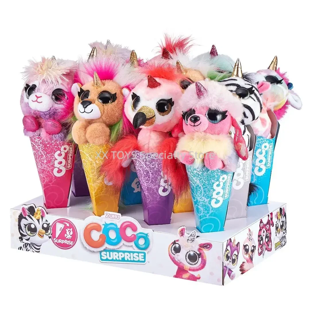 

ZURU Coco Surprise Fantasy Series Плюшевые игрушки Фламинго Единороги Львы Конус для мороженого Коллекционный сюрприз в конусе Плюшевый для девочки