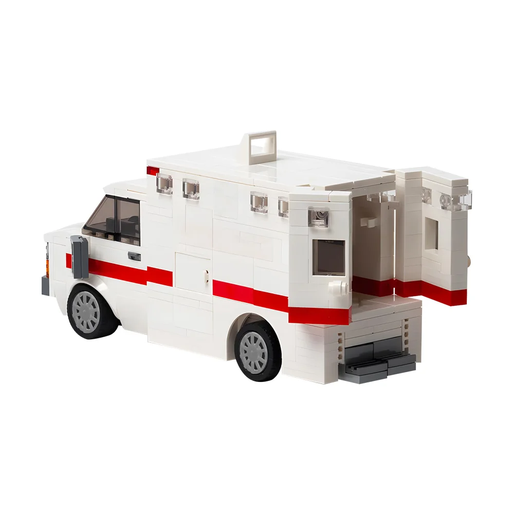 MOC Ambulance Building Blocks Model Hospital Ambulance With Full Interior Bricks Educational Assembly Toys Kids Birthday Gifts