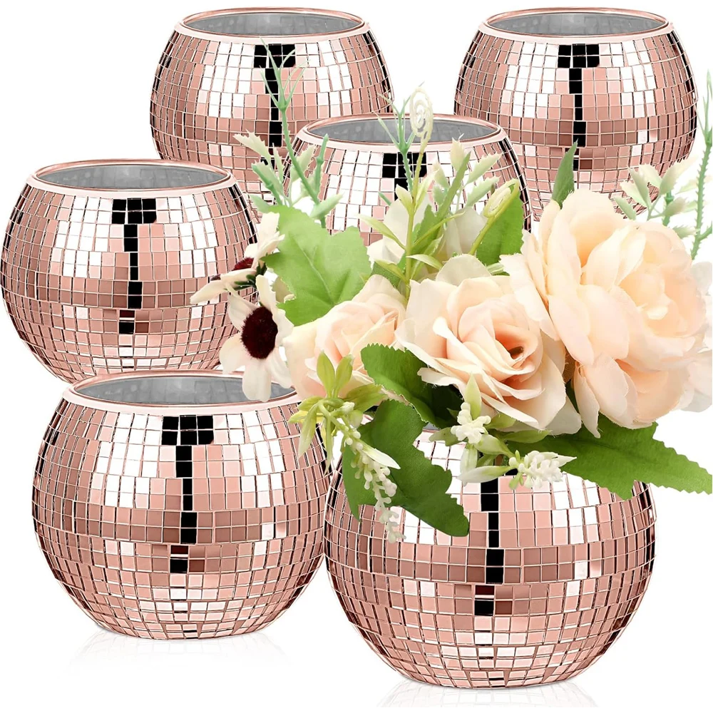 

Disco Ball Flower Vase Mirror Disco Ball Glass Vase Disco Ball Planter Candle Holder Glass Vase Bulk for Wedding Centerpieces