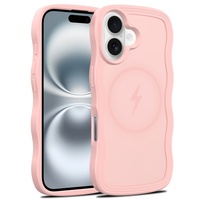 Curly Wavy Soft Bumper For Magsafe Magnetic Charge Matte Case For iPhone 16 Pro Max 16E 15 14 Plus 13 12 7 8 Transparent Cover