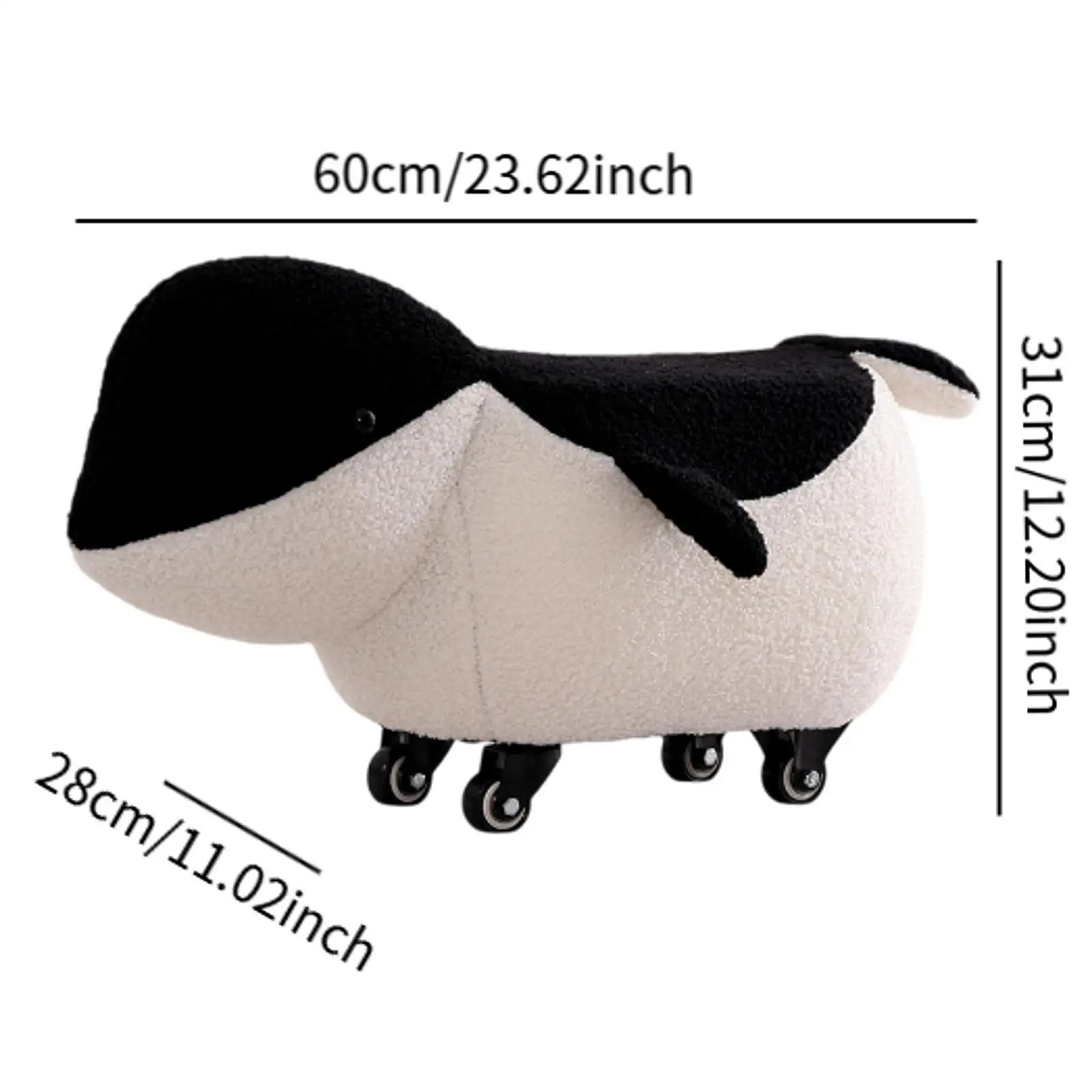 Cute Animal Footstool Small Seat with Wheels Portable Gift for Kids Rolling Footstool Footrest Ottoman for Bedroom Bathroom