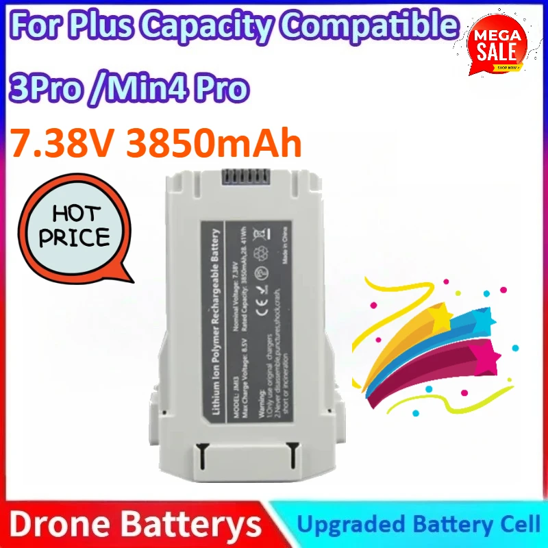 

3850mAh 7.38V Mini 3 Pro Battery for Plus Capacity Compatible Min4 Pro/3Pro RC Drone Intelligent Flight Accessories Time 47 Min
