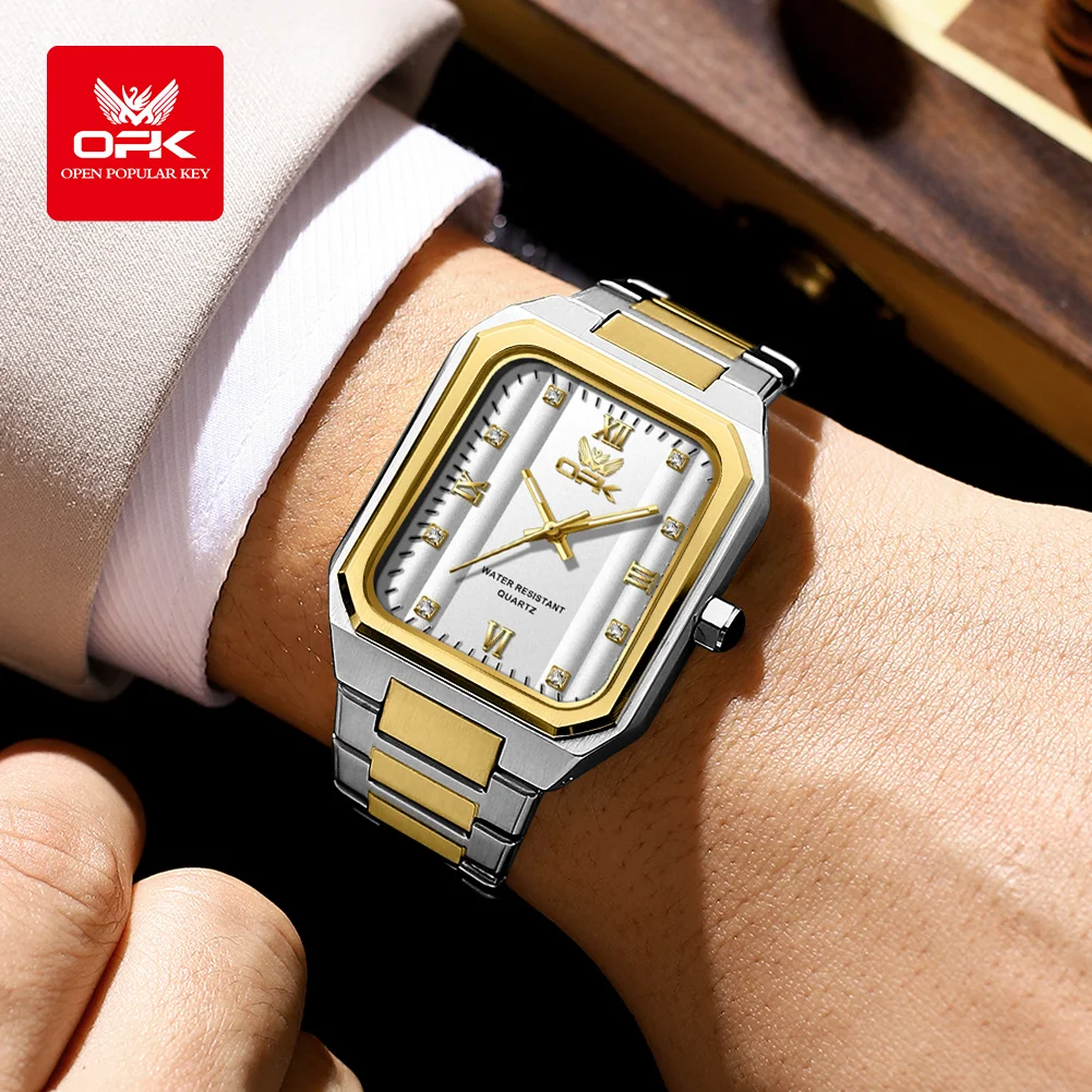 OPK 6043 Original Quartz Watches for Men Fashion Square Dial Roman