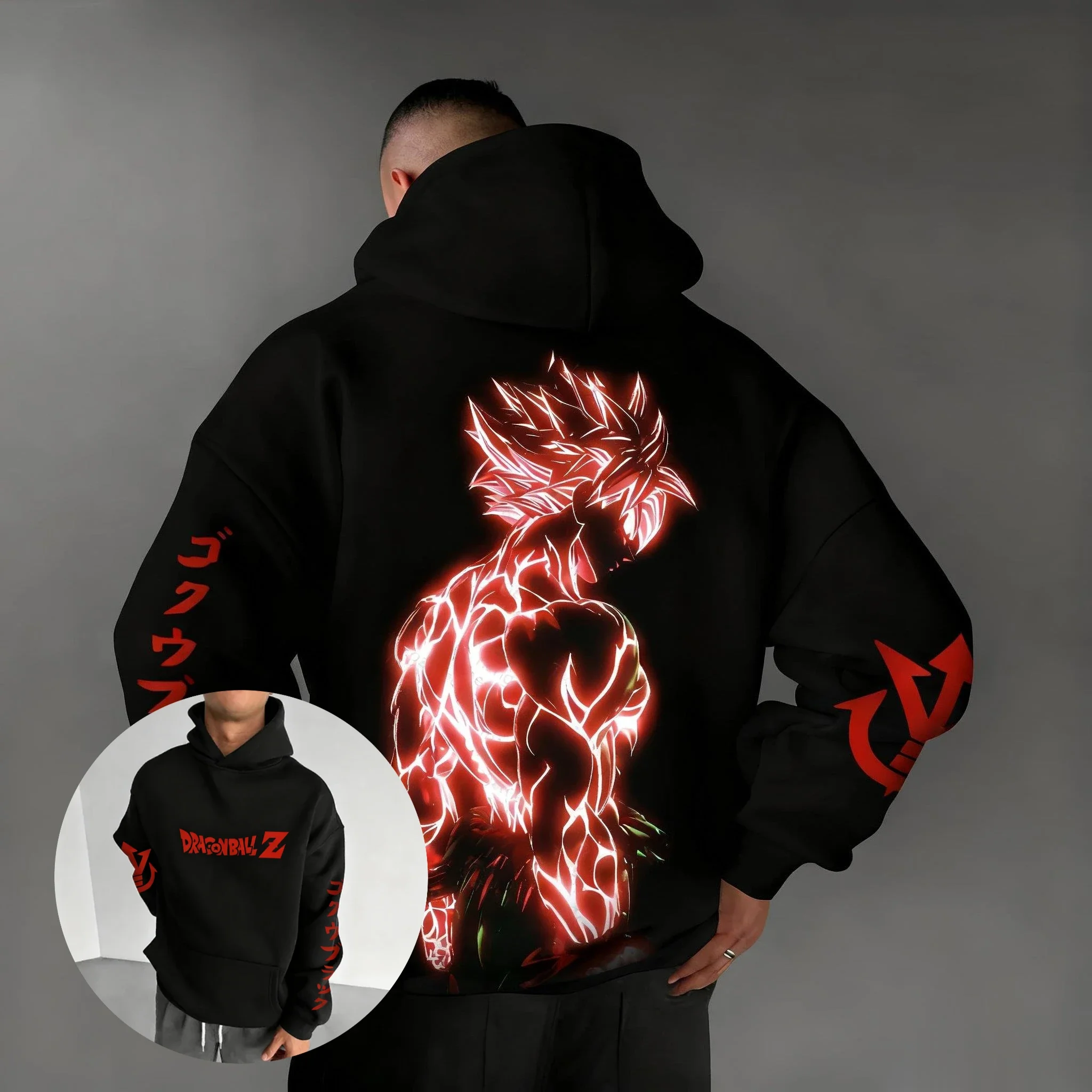 Dragon Ball Hip-Hop Großer Hoodie 2026 Herren- und Damen-Herbst/Winter Neu Anime-Druck Lässiger Lockerer Eltern-Kind-Hoodie Top – Detail 9