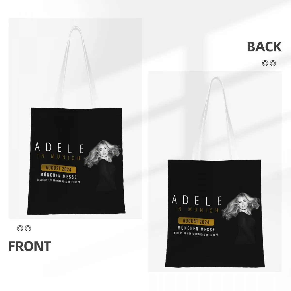 Custom Cute British Music Singer Adeles Shopping Tote Bags Reusable Canvas Groceries Shopper Shoulder Bag