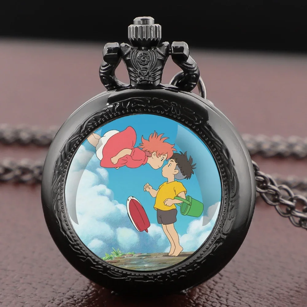 

Винтажные карманные часы для мальчиков и девочек в стиле аниме | Милый кварцевый арабский цифровой циферблат, мужское и женское ожерелье с подвеской, часы, Relojes De Bolsillo