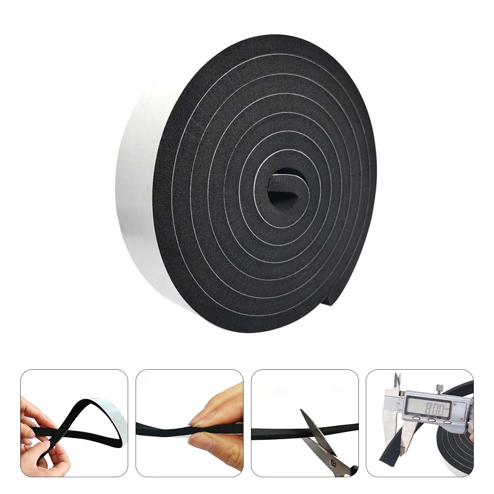 2 Rolls 2M Self-Adhesive Soundproofing Tape for Door Window Insulation Weather Stripping Eva Sealing Strip Windproof Gasket