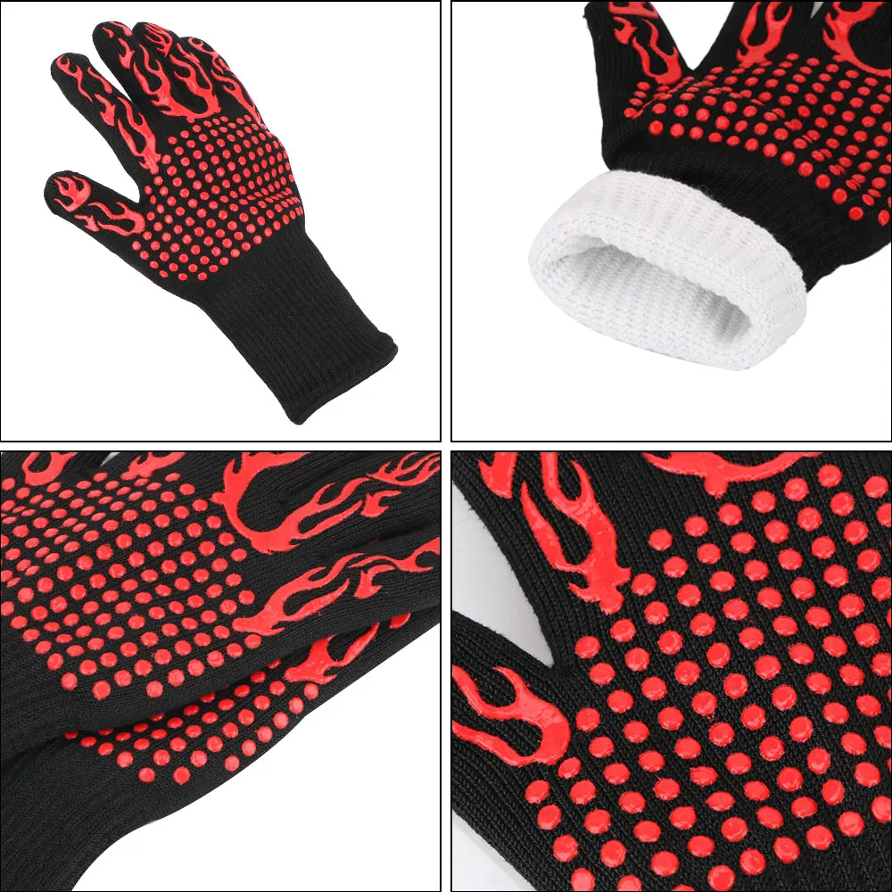 Non-slip Microwave Oven Gloves 300-500 Centigrade Fireproof BBQ Fire Gloves