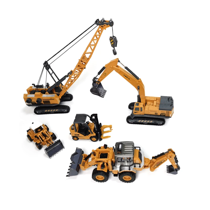 Diecast Excavator Tower Crane Toy Tractor forklift trucks Car Bulldozer Model Wholesale Boy Gift Digger Alloy+Plastic Vehicle