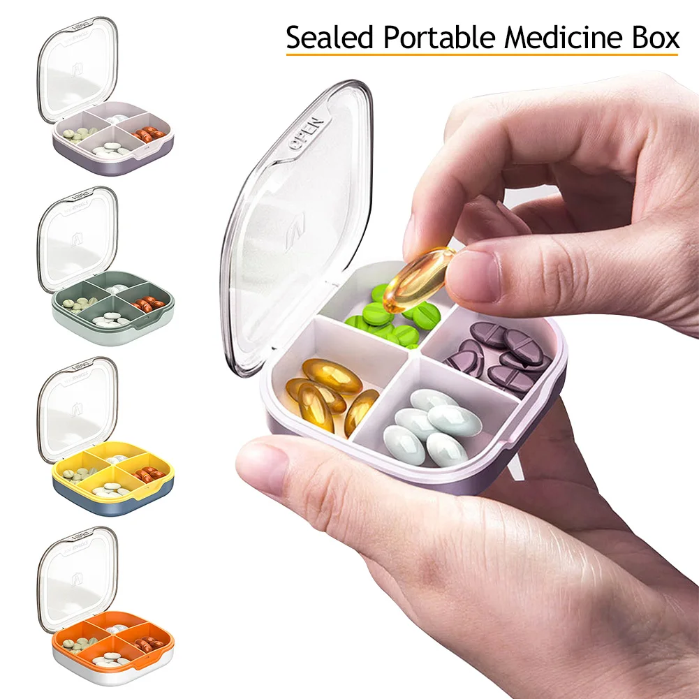 Waterproof 4/6 Grid Sealed Portable Medicine Box Transparent Medicine Multi-functional Subpackage Medicine Box Storage Box