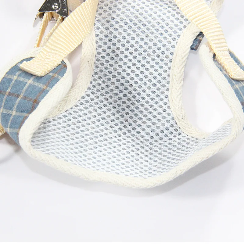 Classic Plaid Cat Rabbit Harness and Leash Set Breathable Pet Harnesses with Bow for Bunny Kitten Rabbits Accessories Clothes