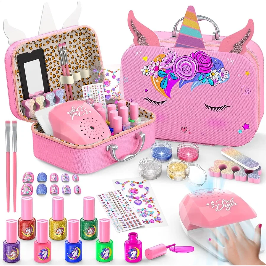 

Nail Polish Set for Girls NonToxic Quick Dry Nail Art Salon Kit with Nail Dryer and Peelable Nail Polish Ideal Gift Toys for Gi