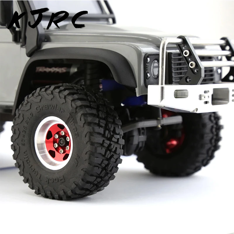 メタルベアドロックホイールリム、ラバータイヤセット、1/18、1/24 rcクローラー、同軸scx24、trx4m、fcx24、アップグレードパーツ、1.0、4個