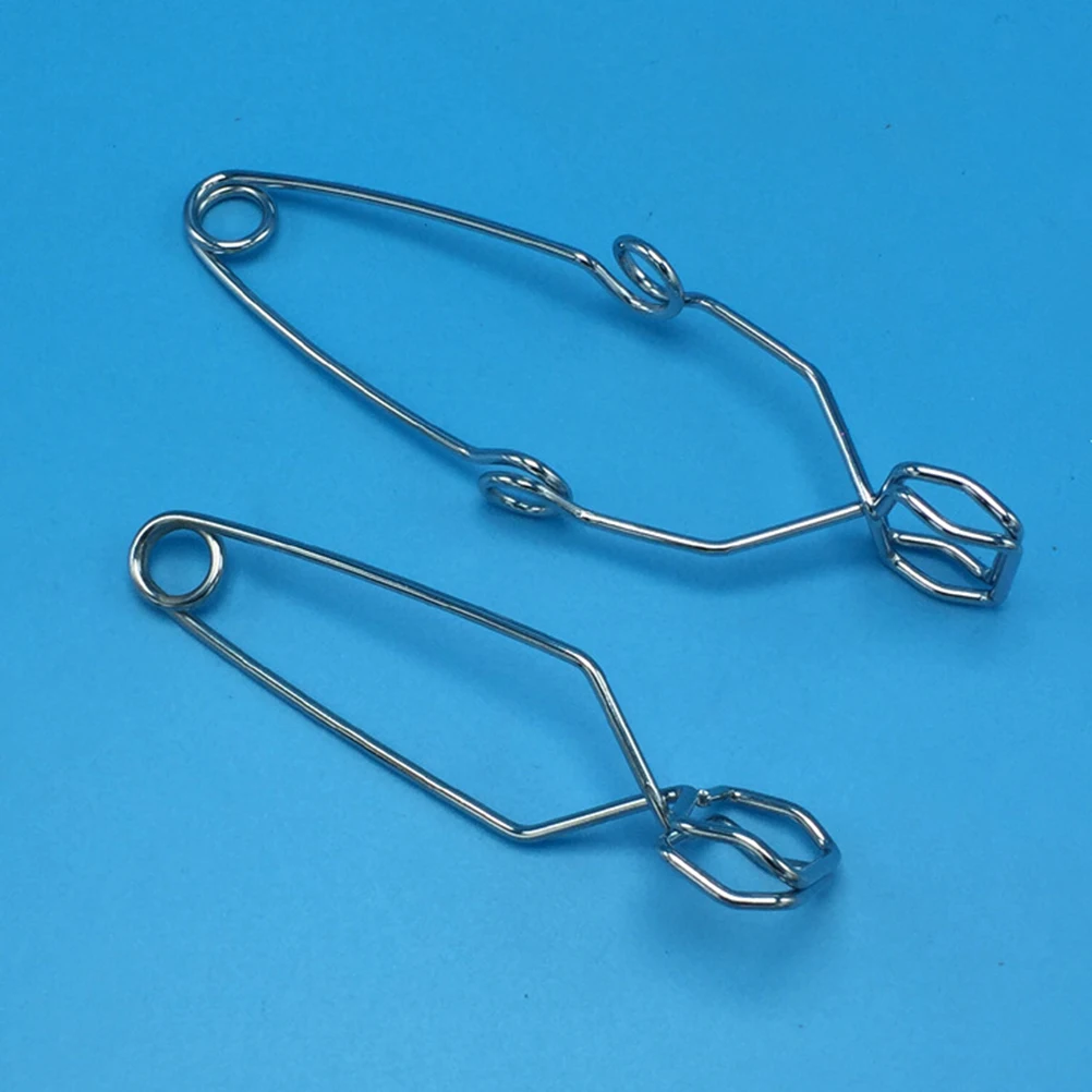 

Spring Iron Test Tube Clamp High Temp Resistant Self-Closing For Flask Holder Small Silver