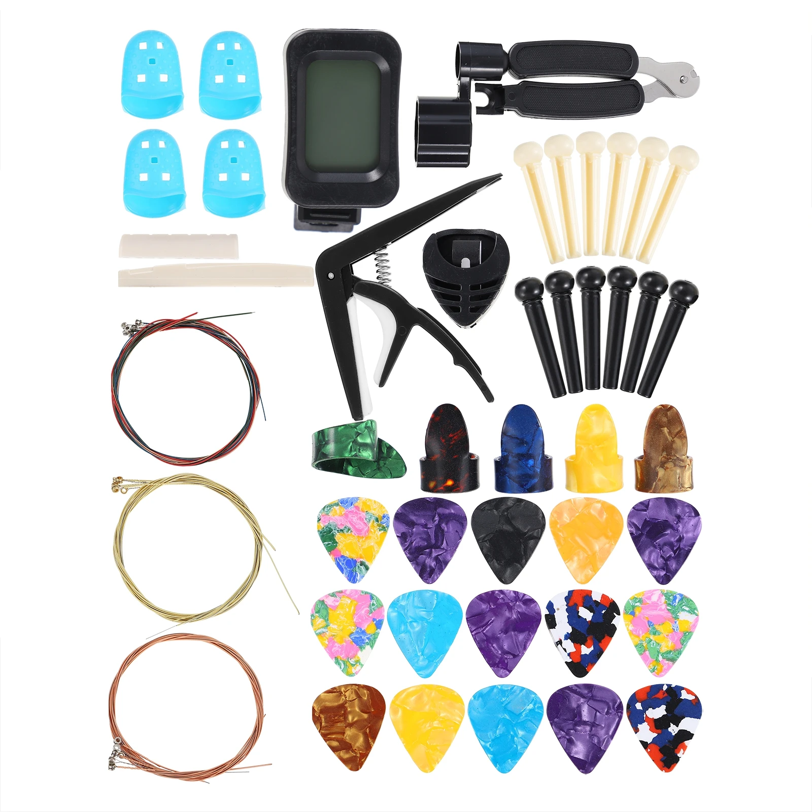 

Guitar Accessories Kit Plastic Alloy Repair Tools Set Capo Tuner Bridge Pin String Winder Cutter Finger Guard
