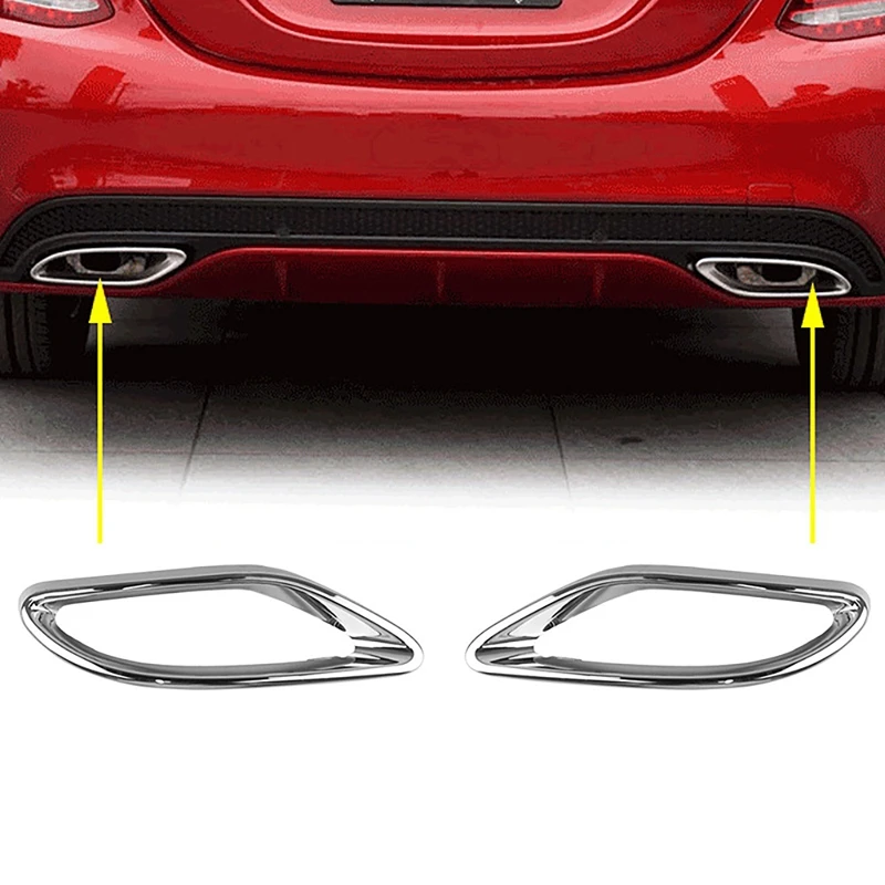 2Pcs Chrome Tail Throat Cover For Mercedes Benz E220 E350 E300 W238 2017-2018 Car Exhaust Muffler Cover Trim