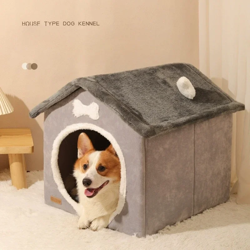 Foldable Indoor Warm Dog House, Detachable Pet Bed Suitable for Small and Medium-sized Cats/dogs That Can Be Used All Year Round