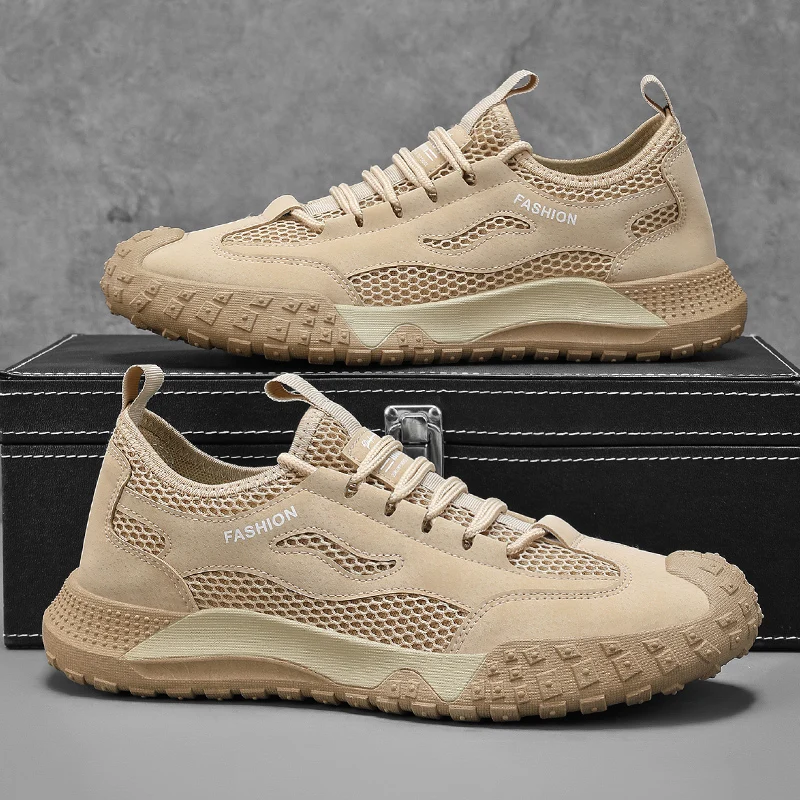 

Мужская повседневная спортивная обувь из дышащей сетки, летние удобные нескользящие легкие кроссовки для походов, модная обувь для путешествий на открытом воздухе, обувь для прогулок по воде