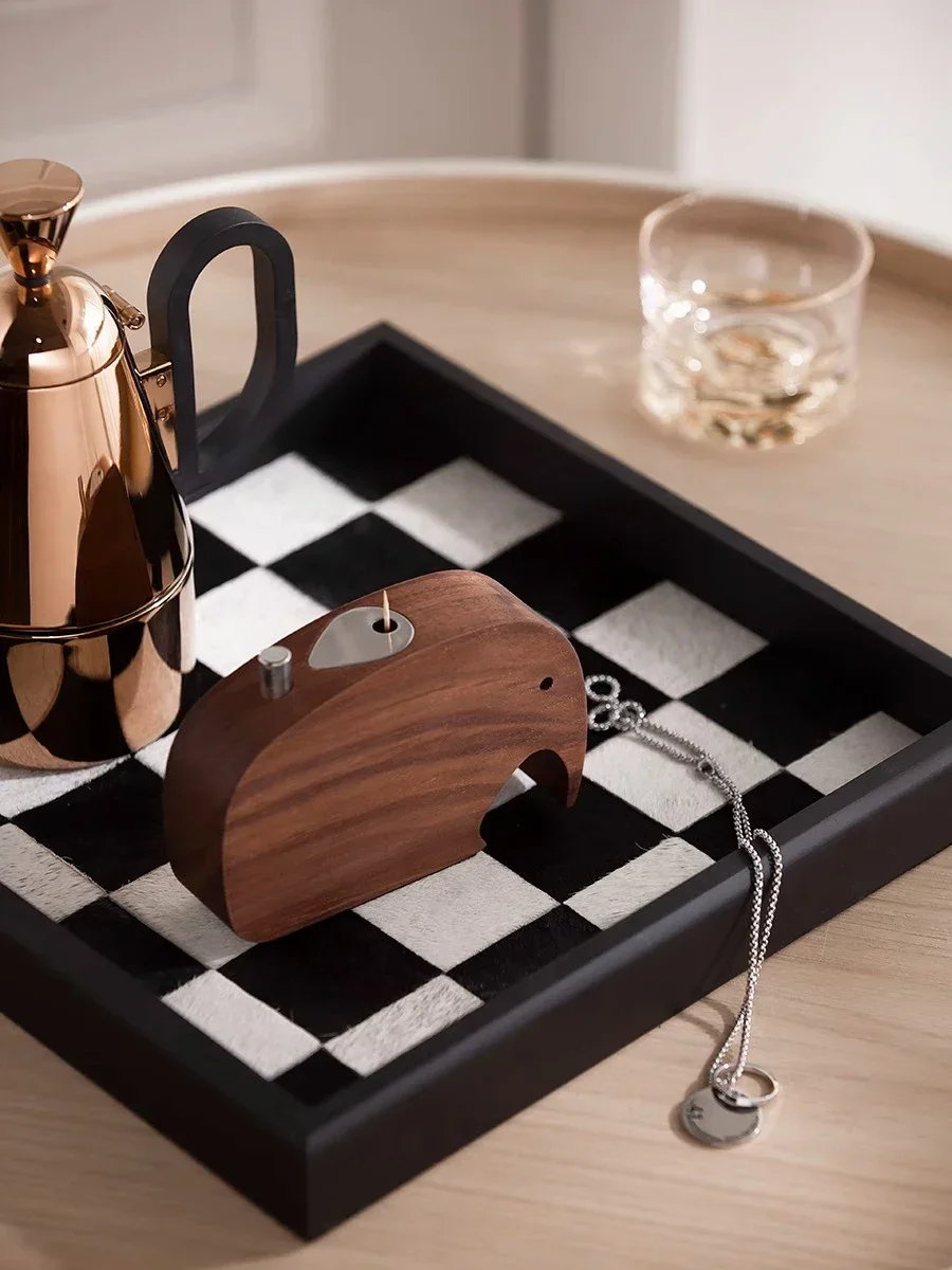 Creative Toothpick Holder Walnut Wood Toothpicks Box Push-type Cute Elephant Shape for Table Decorative Accessories 4