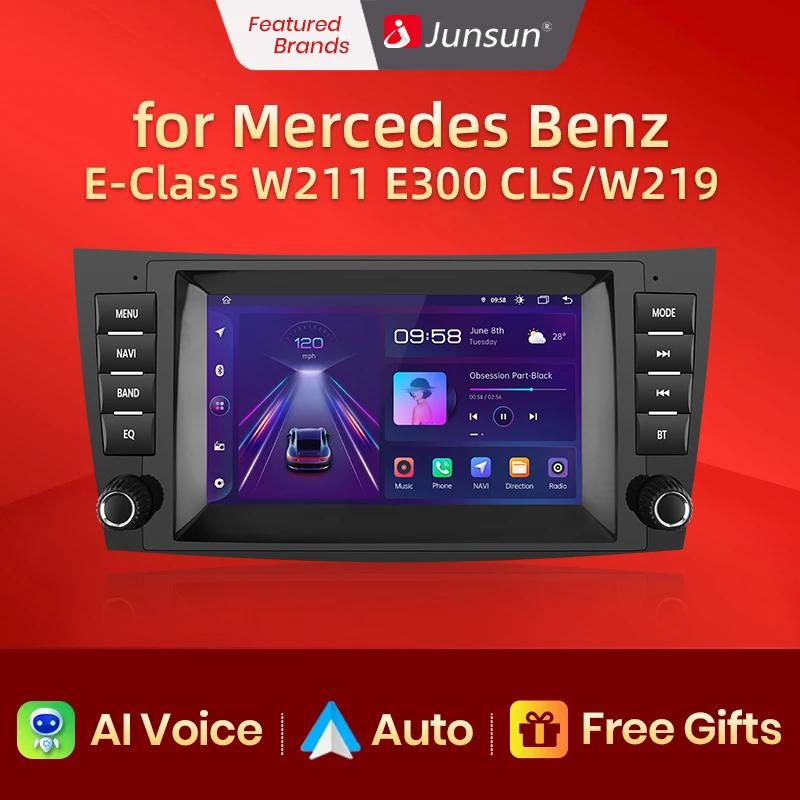 Junsun Android Auto Radio for Mercedes Benz E-Class W211 W219 E200 E220 E300 Carplay Car Multimedia RDS GPS No 2din autoradio