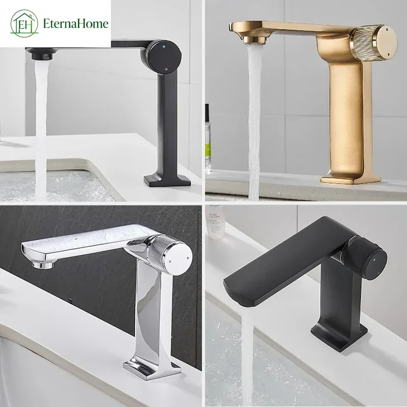 Basin Faucets Black/Chrome/Gold Minimalist Design Hot & Cold Water Mixer Undercounter Basin Copper Taps Bathroom Accessories