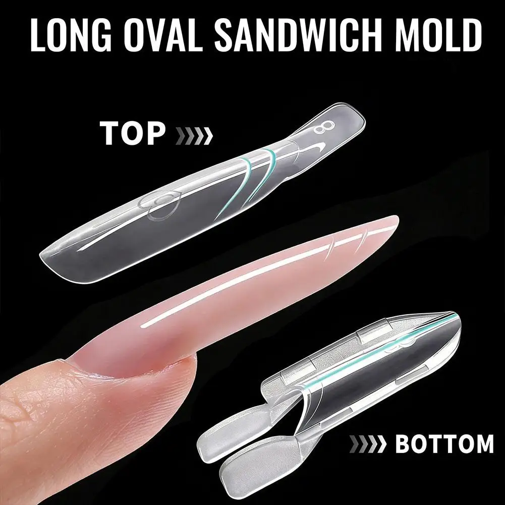 120 Stück Rocket Sandwich Dual Nail Forms, transparente Dual-Layer Full Cover Top & Bottom Formen, Nagelverlängerungs-Maniküre-Werkzeuge für DIY – Detail 13