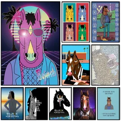 1PC Anime B-BoJack cavaliere Poster autoadesivo arte impermeabile adesivo di carta Coffee House Bar Room Wall Decor