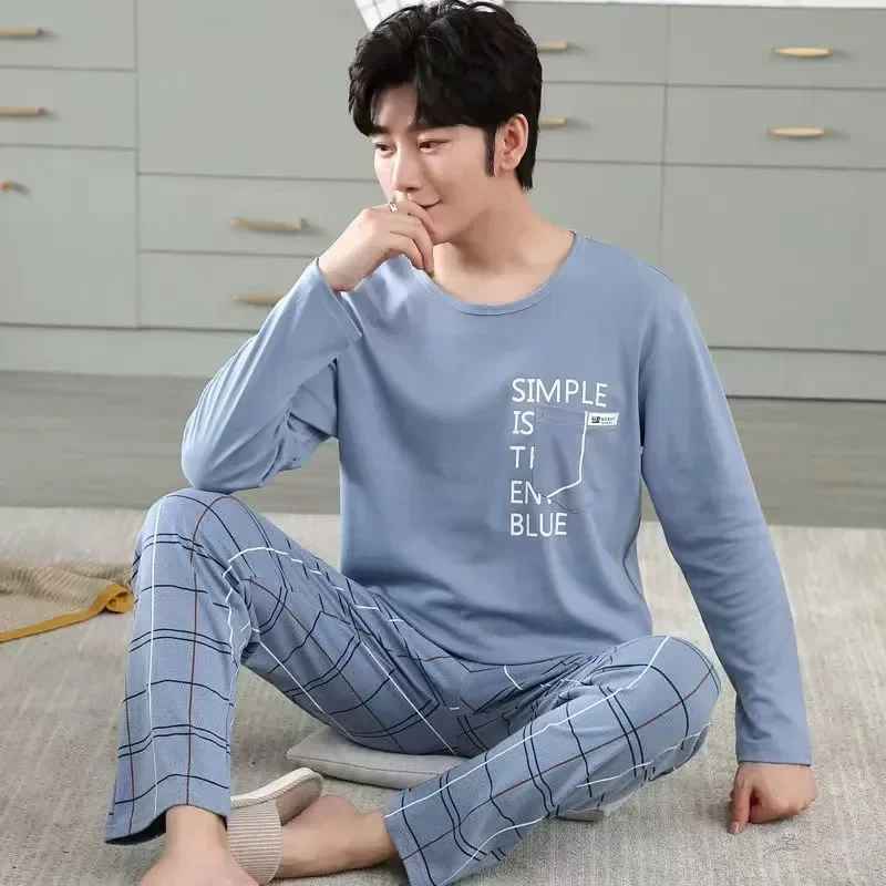 Tops Pyjamas Pajamas And Homewear Pants For Sleepwear 2023 Nightgown New Round Long Neck Sleeve Men's Sets Print