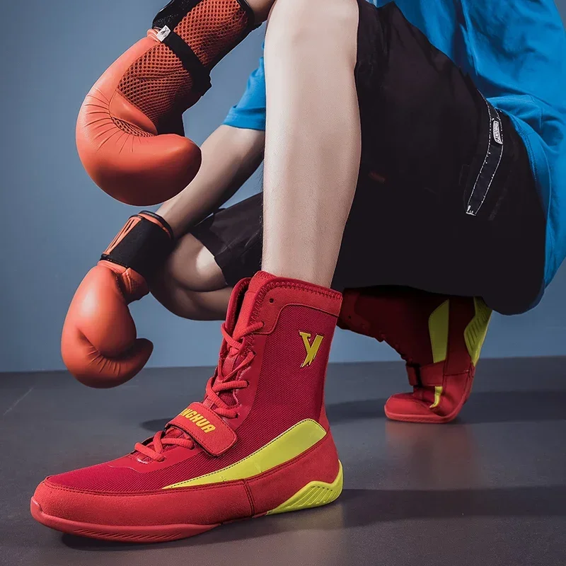 Zapatos de lucha de entrenamiento integral profesional para hombres, zapatos de boxeo ligeros de alta calidad, velocidad de trabajo de pie mejorada