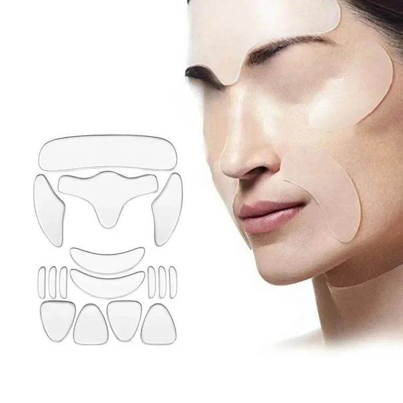 1-3sets New Version Silicone Anti-Wrinkle Patches-Self-Adhesive Anti-Aging for Smile Lines & ForeheadTransparent Facial Stickers