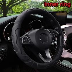 1 Artificial Lamb Skin Sense Three-dimensional Styling Sports Car Steering Wheel Cover Fits 14.5-15 Inches 37-38CM