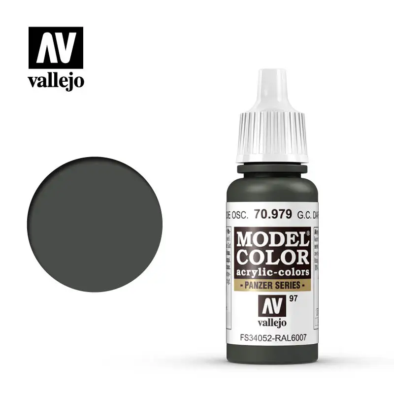 Vallejo Paint Acrylic Model Coloring Spain AV 70979 097Alem. Cam. Verde Osc. German Cam. Dark Green Water-Based Hand Painted