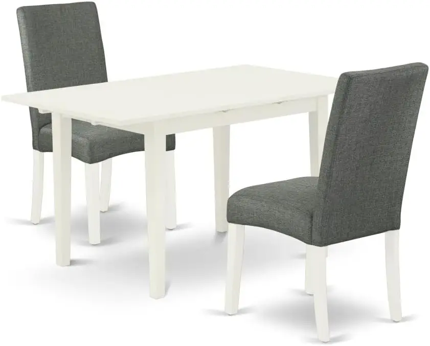 

East West Furniture Norfolk 3 Piece Kitchen Set Contains a Rectangle Dining Room Table with Butterfly Leaf