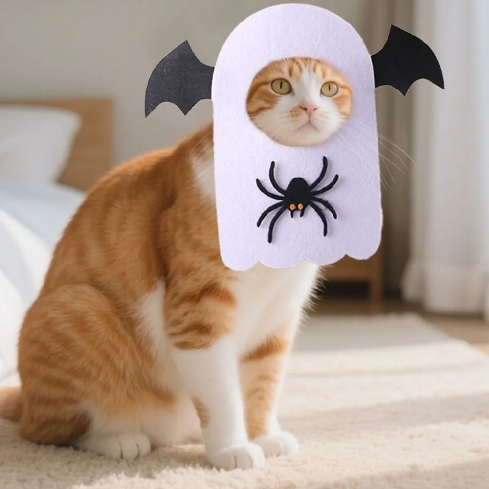 

Cartoon Halloween Pet Costume Pumpkin Spider Felt Halloween Cat Headgear Adjustable Pet Cosplay Clothes Pet Dress Up