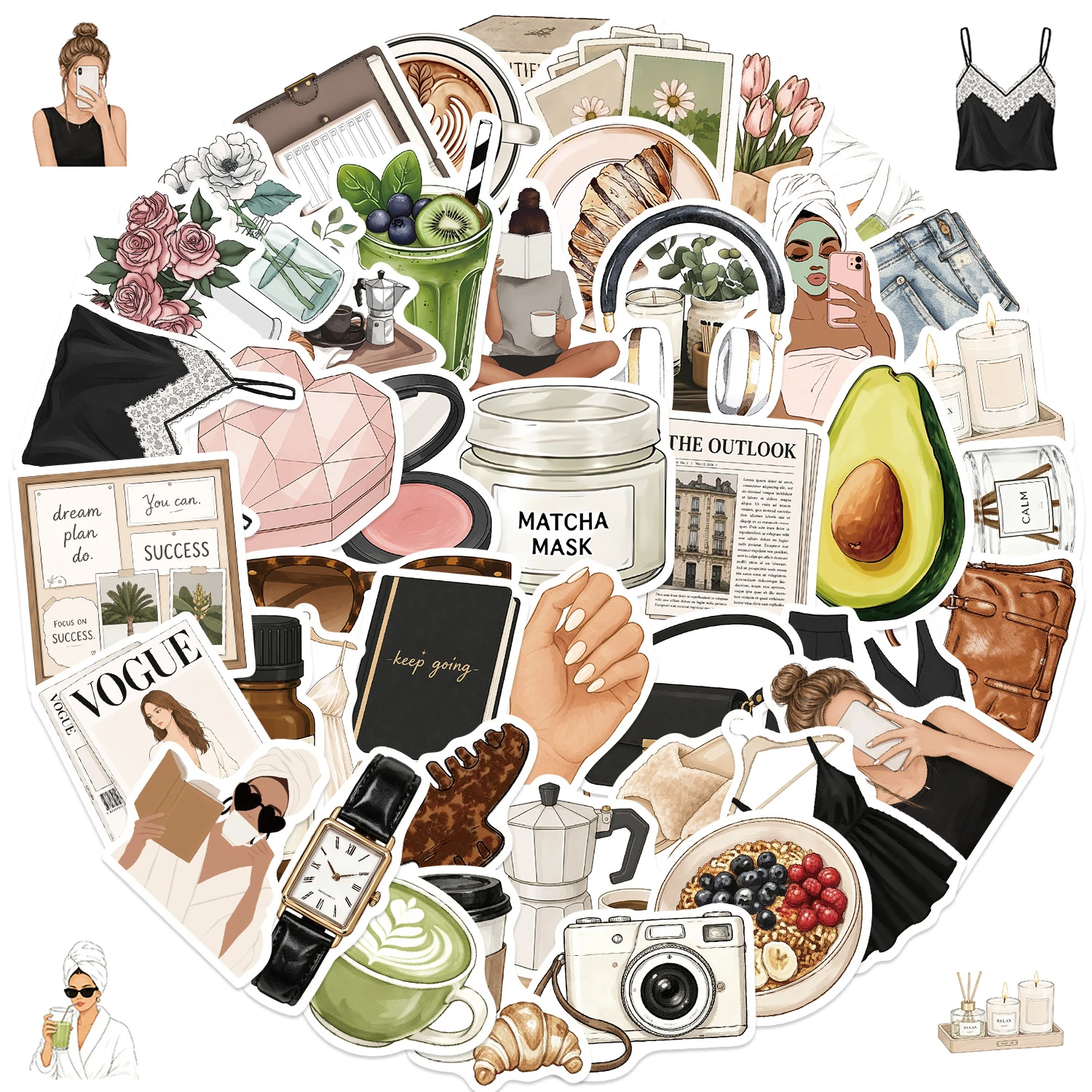 50PCS Clean Girls Graffiti Stickers INS Style Cartoon Decal DIY Luggage Phone Guitar Scrapbook Waterproof Sticker Kid Toys